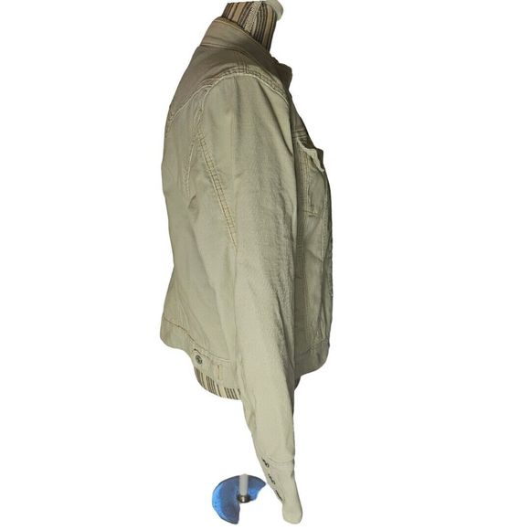 Gap Women's SZ L Corduroy Sherpa Lined Trucker Jacket Cream Beige Ivory Vtg Flaw - Picture 3 of 12